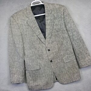 Towncraft Blazer Mens 42R Black White Silk Textured‎ Preppy Business Suit Jacket